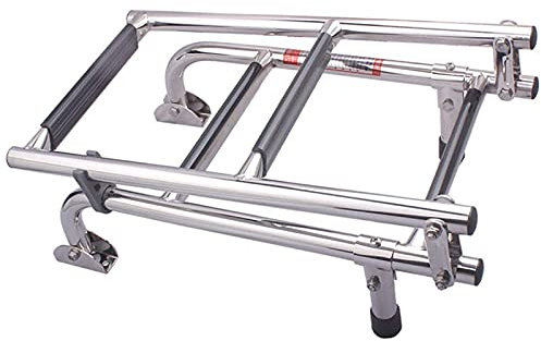 Boat Ladder Boat Ladder Strap with Clip, 4 Step Telescoping Boat Ladder with Built In Handle for Yacht Rib/Swim Platform