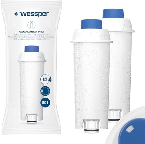 Wessper Wasserfilter Kartuschen für Kaffeevollautomat, Ersatz Filter für DeLonghi DLSC002, SER3017, ECAM, ESAM, ETAM, SECAM, Series S, Filterkartuschen für Kaffeemaschinen - 2er Pack