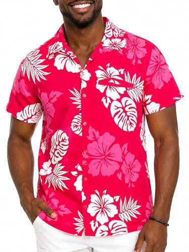 King Kameha Hawaii Hemd Männer - Tropisches Hawaiihemd Herren Kurzarm mit Hibiskus-Print & Aloha-Muster