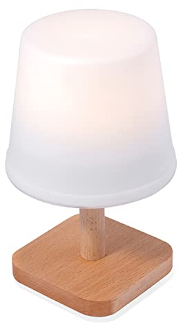 Esotec Solar Tischleuchte Harmony, Holzoptik, Solarmodul, Akku, warmweiß 3000K, Holzdesign, Campingleuchte, Solarleuchte, Leselampe, außen, outdoor, wetterfest, Kunststoff, IP44 102912