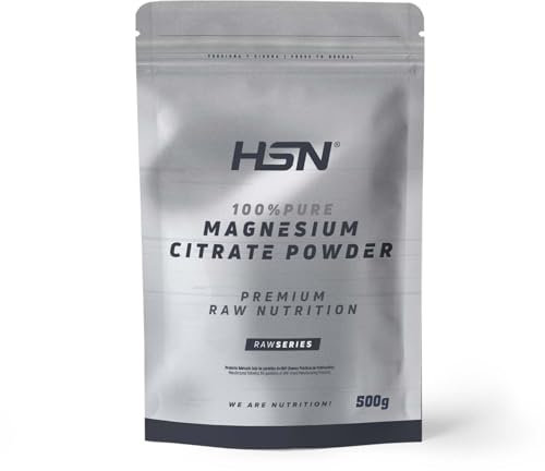 HSN Citrato de Magnesio en Polvo (310mg Mineral Elemental) | Sabor Neutro 500g | 100% Puro Magnesio Sin Añadidos ni Excipientes | No Incluye Dosificador | No-GMO, Vegano, Sin Gluten