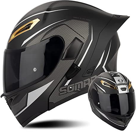 Modularer Motorradhelm, Flip Double Visor Four Seasons Unisex Anti-Fog Und Anti-Kollision ECE-Zugelassener Motorradhelm Für Erwachsene D,L=59-60CM