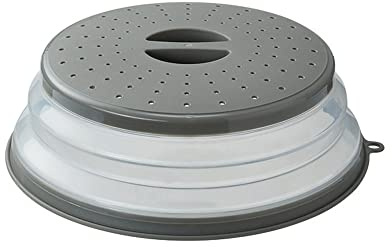 Collapsible Microwave Splatter Cover, 10.5 Inch, Dishwasher-safe, Microwave Plate Cover With Steam Vent，BPA-Free Silicone & Plastic (gray)