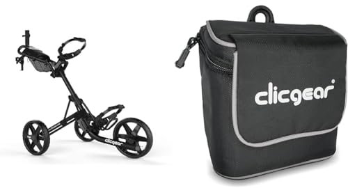 Clicgear Unisex 4.0 - Chariot 4 0 Noir + Porte-Parapluie Ajustable Deluxe, Noir/Gris