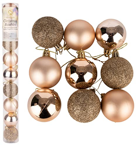 60mm/6Pcs Christmas Baubles Shatterproof Champagne Gold, Christmas Tree Decorations Ball Ornaments Balls Xmas Hanging Decorations Holiday Decor - Shiny,Matte,Glitter