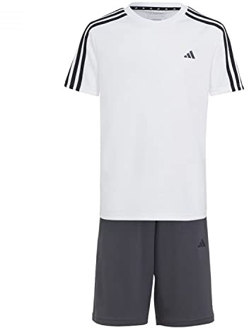 adidas Unisex Kinder Train Essentials AEROREADY 3-Stripes Regular-Fit Training Set, White/Noir, 9-10 Years