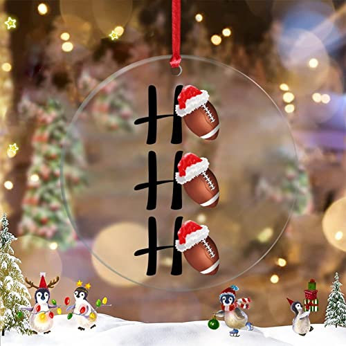 Ho Ho Ho American Football Personalisierte Weihnachtsschmuck 2022 American Football Weihnachtsdekoration für Baum Sport Ball Frohe Weihnachten Acryl Ornamente Andenken Geschenke für Urlaub Souvenir