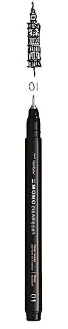Tombow Fineliner MONO drawing pen, Strichstärke 01 (ca. 0,25 mm), Pigmenttinte, Wasser- und Lichtresistent, für Skizzen, zum Illustrieren und Zeichnen, Schwarz, WS-EFL-H-01