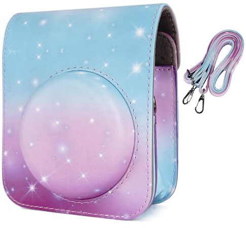 Yosuny Custodia a fondina, compatibile con le fotocamere istantanee Fuji Mini 12, con tasca posteriore per conservare le foto (Luce del cielo stellato)