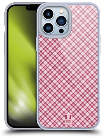 Head Case Designs Rosa Intenso Plaid - Pattern Collezione Custodia in Gel [Protezione di Grado Militare] Compatibile con Apple iPhone 13 PRO Max E Compatibile con MagSafe