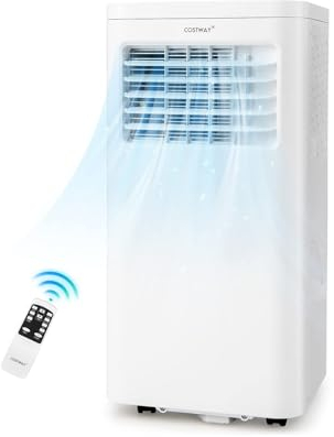 COSTWAY Condizionatore Portatile, 9000 BTU/2,5kW, 4 in 1 Con Raffreddamento, Ventola, Deumidificazione e Modalità Notturna, 24H Timer, Refrigerante R290 (9000BTU|20㎡+)