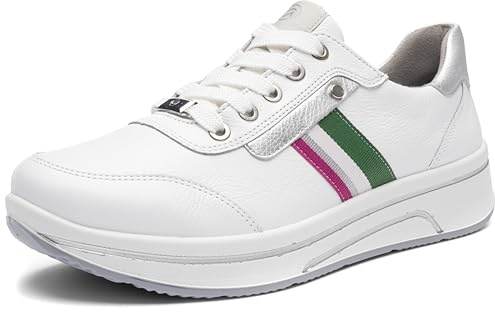 ara Damen Sapporo Sneaker, Weiss,Silber, 36.5 EU Weit