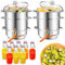 Ikodm 2er Dampfentsafter 16L, Fruchtentsafter Ø 26cm, Edelstahl Entsafter Saftpresse für alle Herdarten geeignet, Gewinnung von naturreinem Fruchtsaft & Fruchtzucker, mit 4 Bügelflasche