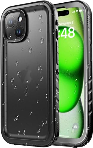 SPORTLINK für iPhone 15 Plus Hülle Wasserdicht - 360 Grad Outdoor Schutzhülle kameraschutz Displayschutz [IP68 Waterproof] [6FT Stoßfeste Hard Case] Panzerhülle Komplettschutz Schwarz 6,7
