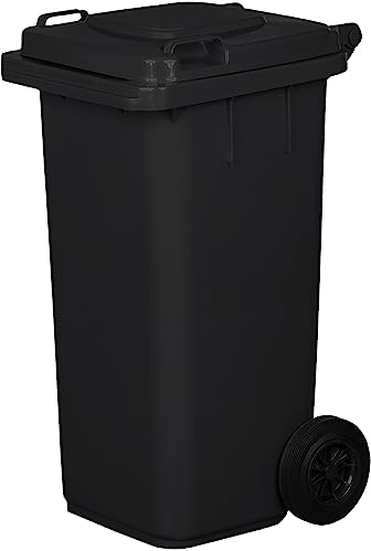 Contenedor de basura de 120 litros con ruedas | Sistema de fijación para extracción mecánica | de plástico | Color grafito
