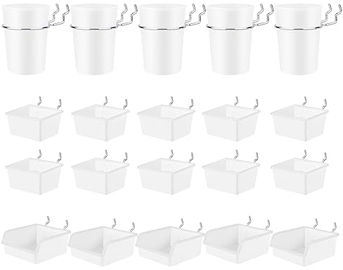 PEUTIER 20St Stecktafel Becher und Stecktafel Behälter, Stecktafel Becher und Behälter Stecktafel Becher mit Haken Stecktafel Zubehör Stecktafel Wand Organizer für Werkstatt Garage Büro Aufbewahrung
