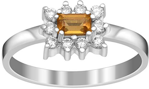 Cluster Ring! 925 Sterling Silber 0,66 ct Citrin Edelstein Verlobung Frauen Ring (56 (17.8))