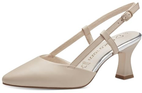 MARCO TOZZI Damen Slingpumps aus Leder Spitz, Beige (Cream), 39 EU