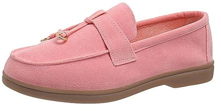 shownicer Donna Scamosciato Loafers Comodo Scarpe a Punta Rotonda Slip-on Mocassini Pantofola Casuale Passeggio Piatto Mocassino A Rosa 39 EU
