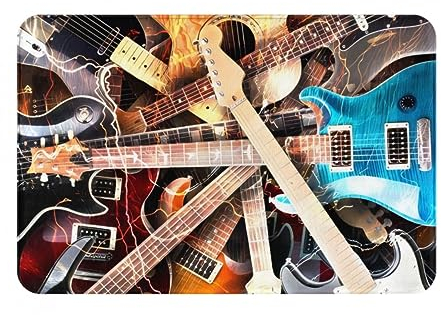 OPSREY Fußmatte für den Innen- und Außenbereich, Motiv: Magische E-Gitarre, waschbar, langlebig