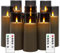 MozkeTo19 Flickering Flameless Candles, Battery Operated with Remote and 2/4/6/8 H Timer, Pack of 9 (D2.3 xH 5 6 7) with Realistic Moving Wick Candles for Home Decor (Grey)