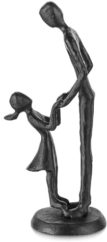Sziqiqi Geschenk Papa Geburtstag von Tochter: Eiserne Vater Tochter Figur | Gusseisen, Schwarzes Metall, Innenbereich Vater und Kind Figur, Papa Geschenk für Vatertag, Weihnachten, Valentinstag