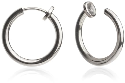 Silber Ohrclips aus Edelstahl • Clip Creolen ohne Ohrlöcher • Ohrringe Clips hängend • nickelfrei & wasserfest • MIX & MATCH • Ø 18 mm