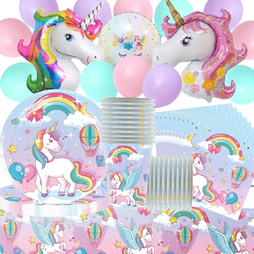 Decoraciones Cumpleaños Unicornio Incluir Unicornio Cumpleaños Globos y Vajilla de Unicornio Cumpleaños Platos Taza Servilletas Mantel Unicornio Cumpleaños Niña