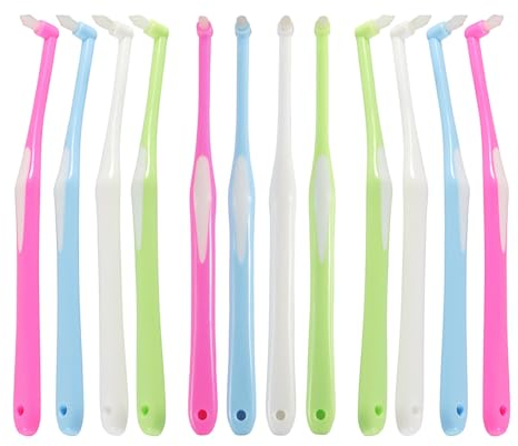 SYEYCW 12 Stück Einbüschelzahnbürste, Zahnspangen Zahnbürste, Tuft Zahnbürste, Einbüschelbürste, Zahnbürste für Zahnspange, für Kieferorthopädische Zahnspangen und Brücken Detail Reinigung