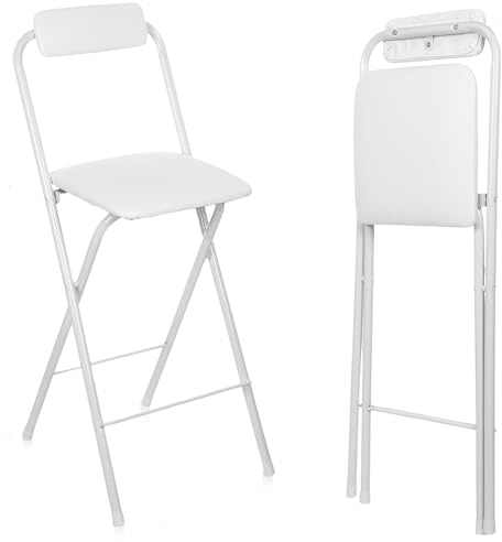 Tragbarer Gepolsterte Klappbarer Barhocker für Erwachsene, Zusammenklappbarer Hocker mit Rückenlehne und Fußstütze, Hochstuhl für Küche, Café, Zuhause (Size : 1Pc)