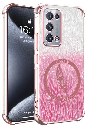 XINYEXIN Cover Glitter per Oppo Reno 6 Pro 5G / Reno6 Pro 5G, Custodia Antiurto TPU Trasparente Ultra Sottile Bling Brilla Slim Case Bumper - Rosa