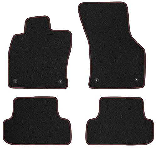 SMK Velours Premium fussmatten Auto passend für Audi A3 8V 2013-2020 - Premium, Matt, Rot fußmatten Auto - Erleben Sie neuen Fahrkomfort mit einem Velours- Auto fußmatten Satz für Ihr Auto