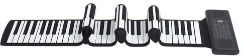 88 Tasten Roll-Piano, Tragbare Hand-Roll-Piano-Tastatur mit Fußpedal, 128 Töne, 128 Rhythmen, 14 Demo-Songs, E-Piano-Tastatur mit Eingebautem Wiederaufladbarem für Anfänger