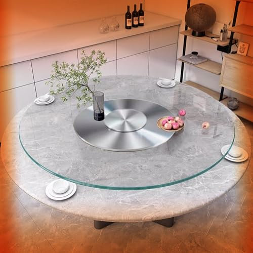 QSPNVFB Grand Plateau Tournant Lazy Susan en Verre Trempé, 80cm Round Table À Manger Assiette De Service, Silencieux Plateau De Service Rotatif(70cm/28inch)