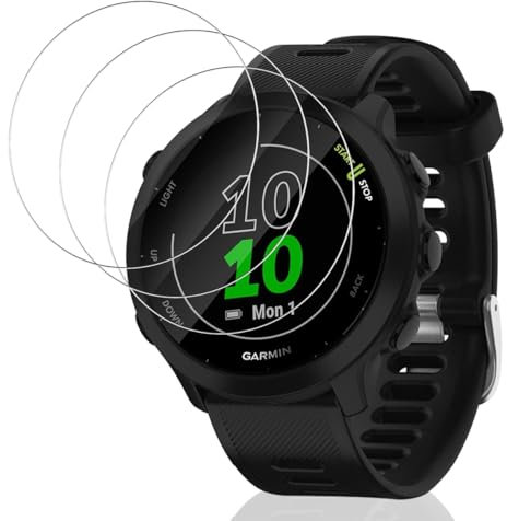 Phlleyaa Protector de pantalla para Garmin Forerunner 55, 3 unidades, dureza 9H, Fácil montaje, Sin burbujas, Antiarañazos, para Garmin Forerunner 55 Vidrio Templado