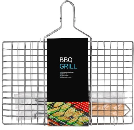 Concept4u BBQ Griller Basket Grill Companion for Fish, Meat, and Vegetables with Foldable Handle Lock in Food with Its Grill Basket Barbecue Turners for Outdoor