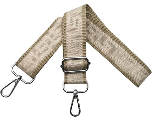 Schultergurt für Tasche Taschengurte zum Wechseln, Verstellbar Taschengurt Breit 3.8cm mit Silber Karabiner - Taschenband Schulterriemen Tragegurt für Handtaschen Damen, Khaki/Beige, K40