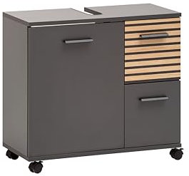 Schildmeyer Waschbeckenunterschrank Katta 158578, anthrazit/Akustikpaneel Optik, 65 x 32 x 60 cm