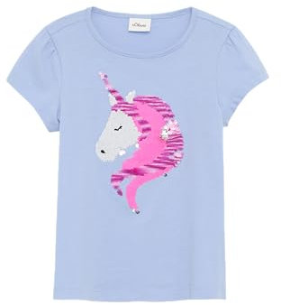 Baumwollshirt in A-Shape mit Wendepailletten himmelblau 140