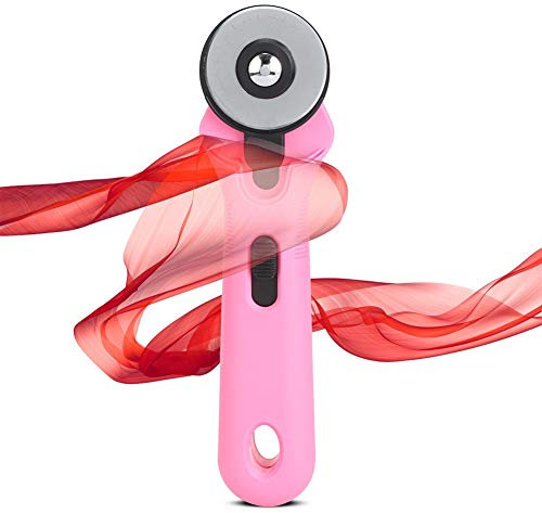Cutter Rond 45 Mm - Coupe-tissu à Rouleaux Ergonomiques pour Couture et élaboration Efficaces - Cutter Rotatif 45 Mm pour Tissus Doux et Cuir - Accessoires de Couture (Rose rouge)