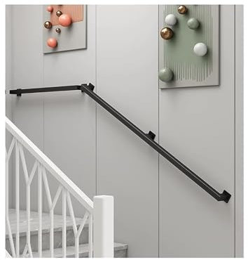 Treppenhandlauf für Innen- und Außenstufen, Metallgeländer, modernes Handlauf-Set aus Schmiedeeisen mit Vierkantrohr, Haltegriff-Set, 30–70 cm langes Treppenhandlauf-Wandmontagegeländer (Schwarz, 600