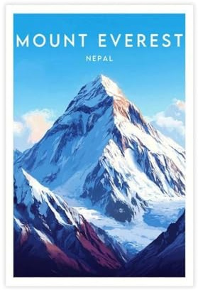 QGVBGF Kunstdruck auf Leinwand, Motiv: Mount Everest – Nepal, Wandkunst, Dekordruck, Bild Gemälde für Wohnzimmer, Schlafzimmer, Dekoration, 30 x 45 cm