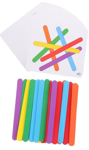 Milisten Logisches Holzstäbe-Puzzle Bunte Montessori Holzstäbe Mit Lernkarten Frühkindliches Denkspielzeug Für Junge Mädchen Ab Jahren Fördert Kreativität Und Logisches Denken
