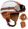 Casco Moto Retrò,casco moto uomo,Caschi per Scooter Anni '60 - Modello 3/4 in Vera Pelle con Visiera, Certificato DOT/ECE - Stile Retrò Chiuso/Aperto - Unisex Uomo e DonnaXL59-60CM