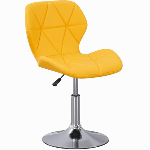 Charles Jacobs Static Swivel Geometric Design Chair with Adjustable Height - Yellow PU