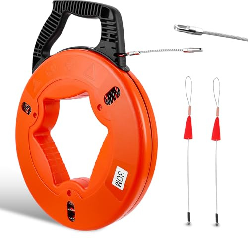 Hoyiyobi Aiguille Electricien 30m, Tire Fils Electricien, 5mm Tire Cable Electrique, Aiguille Tire Fils Electrique De Câble Flexible, Tire Fil Electrique Solide pour Murs, Conduits électriques