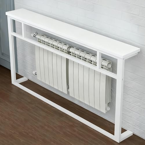 YGER JZGB Radiator Cover Shelf, Radiator Shelf, Smooth Surface, Reinforced Crossbars, Solid Wood Paneling, for Living Room Bedroom Hallway(White,160x20x89cm/63x8x35in)