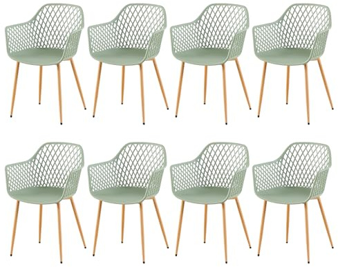buybyroom Gartenstühle 8er Set, Gartenstuhl Kunststoff mit Armlehne, Gartensessel Wetterfest Loungesessel Outdoor für Garten, Balkonstühle Terrassenstühle Bistrostuhl Balkonmöbel Kleiner Balkon