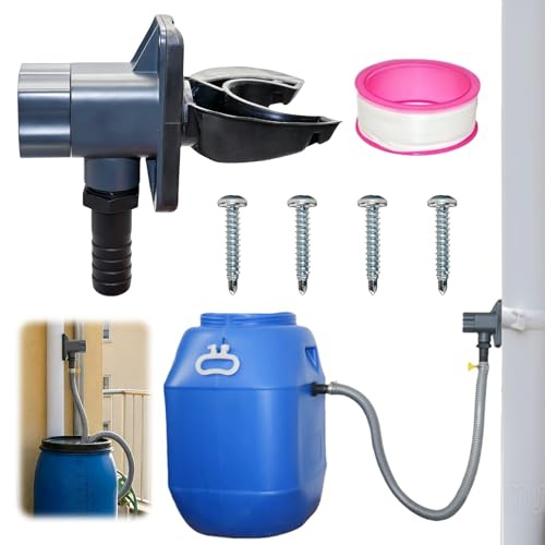 Regenwassersammler für Fallrohr 70-110mm Regensammler mit Teflonband und 4 Schrauben Regensammler Speedy Regentonne Anschluss für Dachflächen bis 80 m²