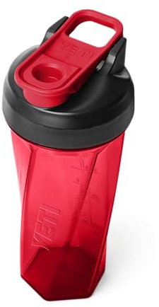 YETI Yonder 27 oz (737 ml) Leakproof Protein Shaker Bottle, Rescue Red | 100% Leakproof Shaker Cup with Whisk-Free Helimix Technology, Quick-Access Cap & Measurement Marks - Dishwasher Safe